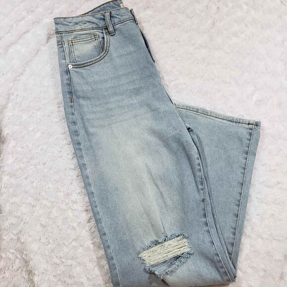 SO High Rise Wide Leg 90s inspired super soft Light Wash jeans Size 11 - Picture 3 of 8